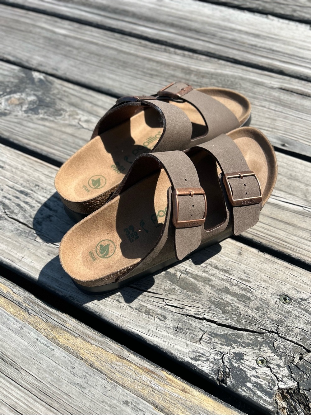 Papillio Women's Double-Strap Brown Adjustable Sandals